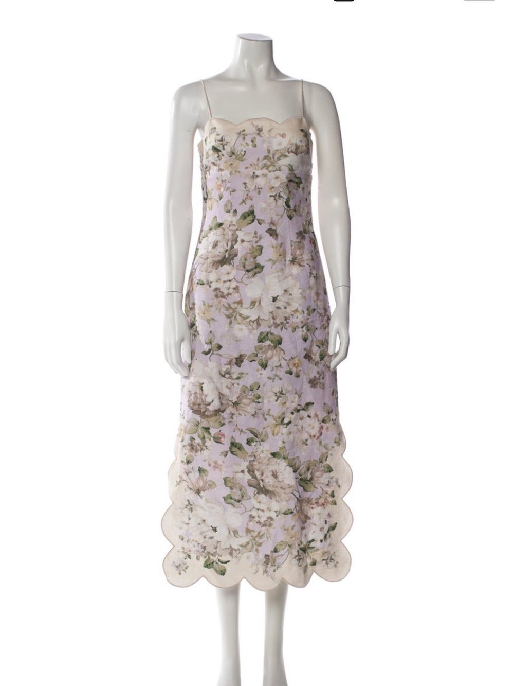 Zimmermann Lavender Floral Scallop Strapless Dress